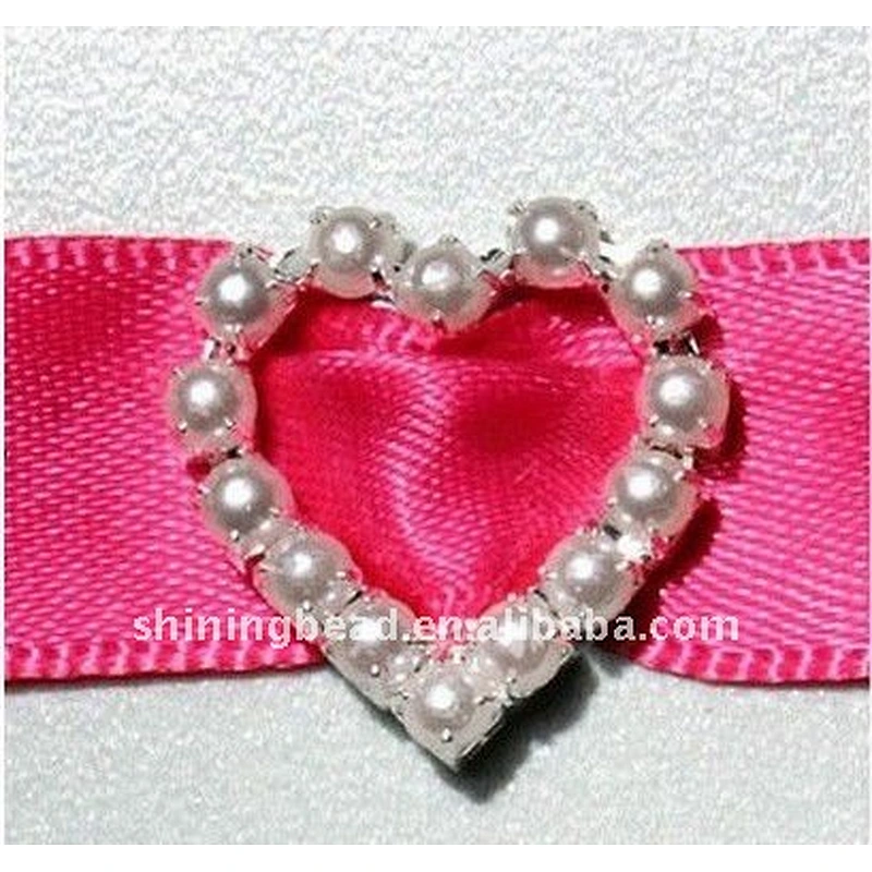 Heart shape pearl rhinestone buckle wedding invitation/chair sash buckle