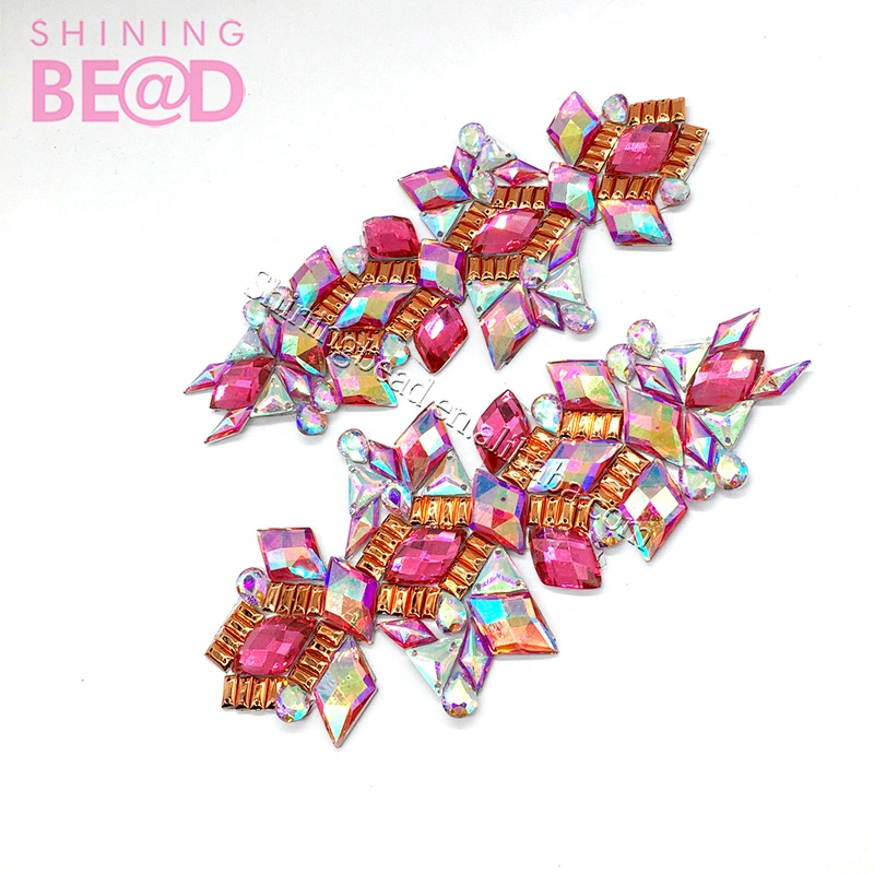 Wedding rhinestone applique belt  crystal beaded resin applique hot fix iron on for wedding dresses trimming