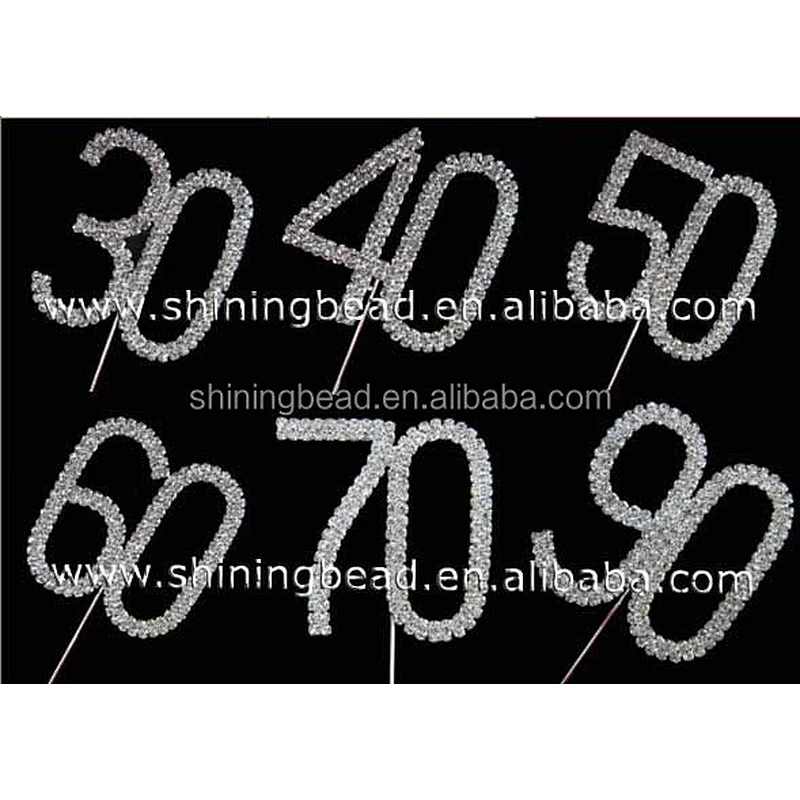 Glitter Monogram Number Rhinestone Birthday Cake Topper for Wedding / Birthday Party Decorations