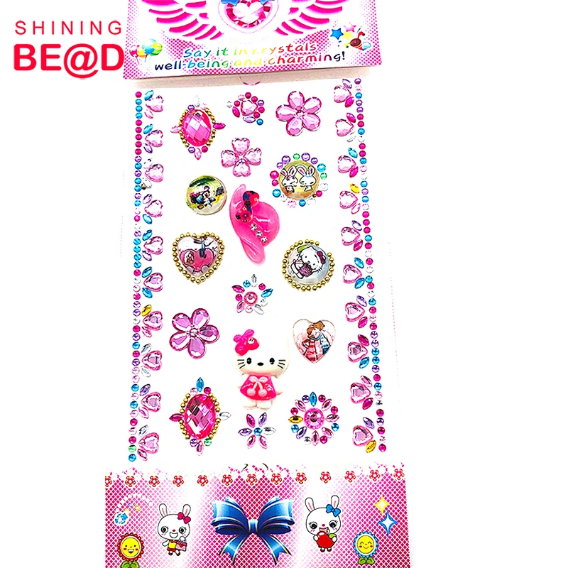 Wholesale Kids Cartoon Self-adhesive Acrylic Rhinestone Stickers For Kids Rewards,Rhinestones Sticker Crystal