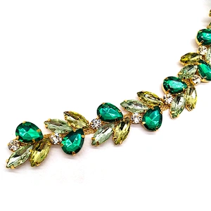 Beautiful Colorful Acrylic Rhinestone Chain Trimmings For Clothing Decoration,Rhinestone Bridal Trimmings Chain