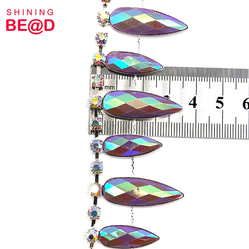 Hot Sale Carnival Costume Accessories AB Resin Rhinestone Trim Chain,Rhinestone Bridal Trimmings Chain