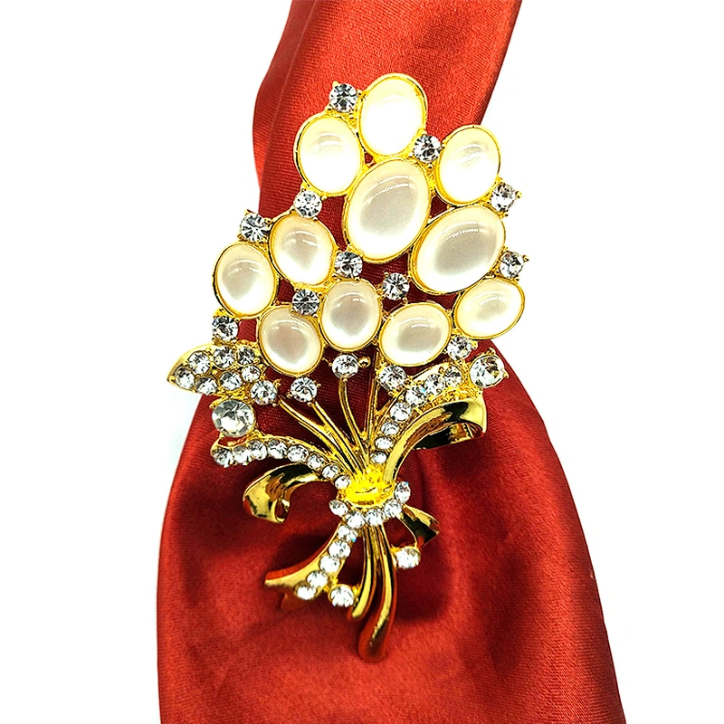 2021 New Fashion Wheat Ear Bouquet Rhinestone Napkin Ring For Table Decoration,Napkin Rings For Weddings