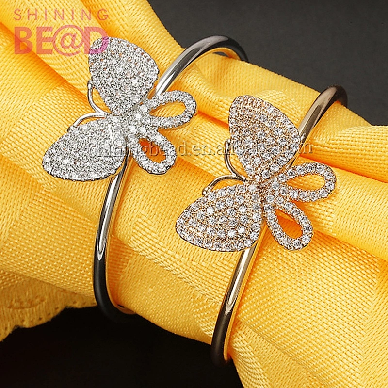 Fashion butterfly rhinestone wedding napkin ring sliver/gold crystal napkin holder