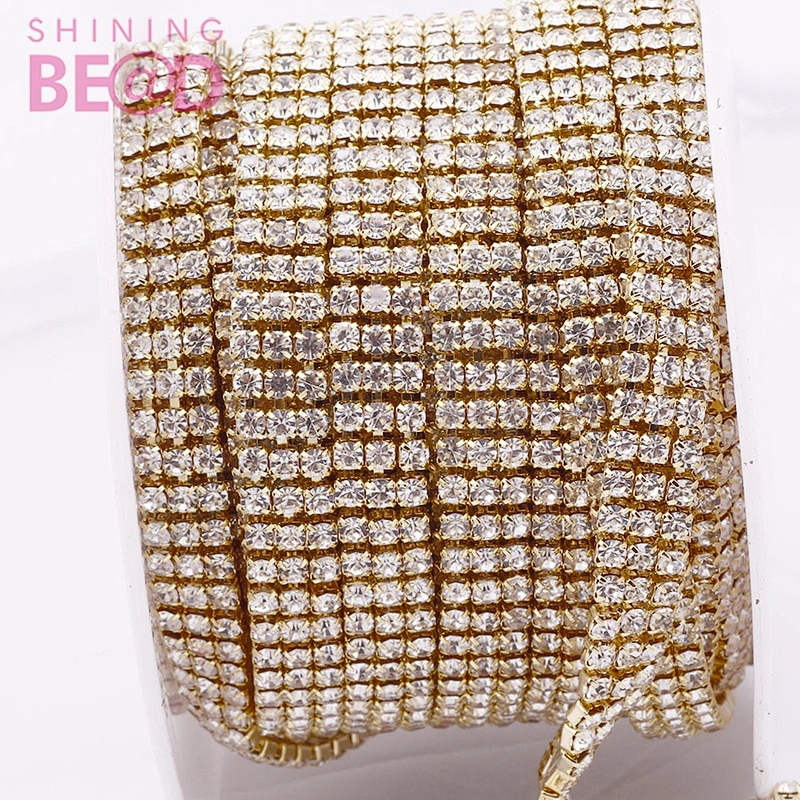 colorful gem fashion garment accessory brass rhinestone cup chain trimming