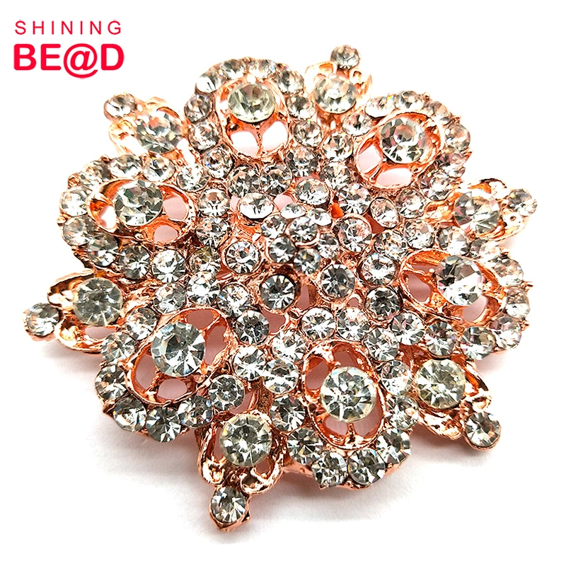 Wholesale Fashion Rose Gold Plated Rhinestone Brooch For Clothing Decoration,Rhinestone Brooches In Bulk