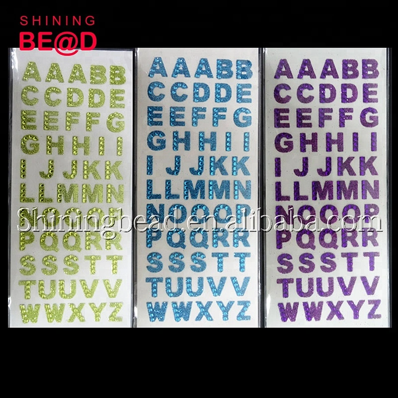3D glitter crystal stone letters laptop stickers