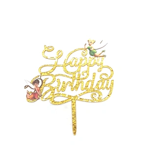 Wholesale 3D Art Painting Elf Happy Birthday Acrylic Cake Topper,Acrylic Happy Birthday Cake Topper