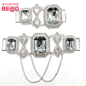 2019 New Design Plating Crystal Jewelry Rhinestone Bikini Connectors For Garment,Big Glass Crystal Bikini Connectors