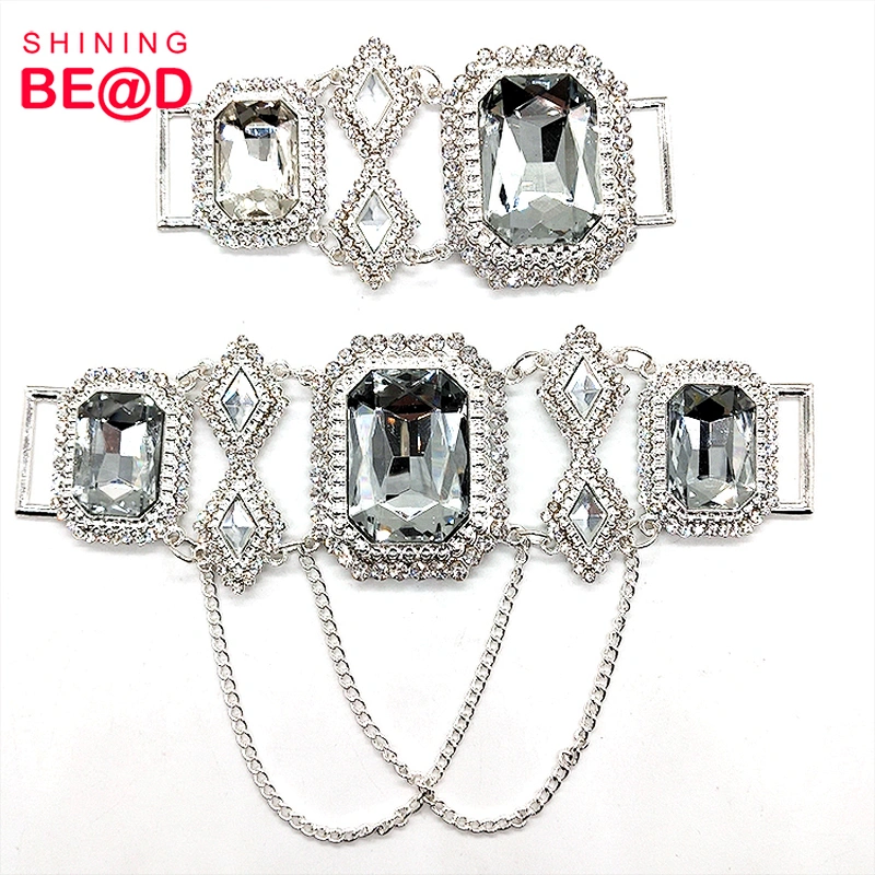 2019 New Design Plating Crystal Jewelry Rhinestone Bikini Connectors For Garment,Big Glass Crystal Bikini Connectors
