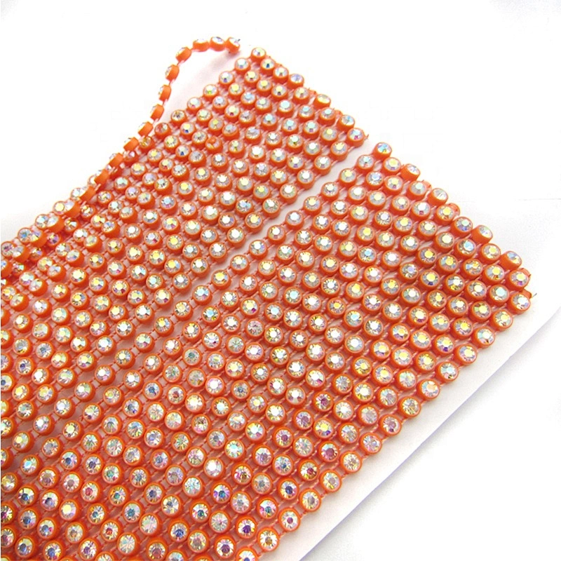 Factory direct sales crystal plastic metal Rhinestone chain trim