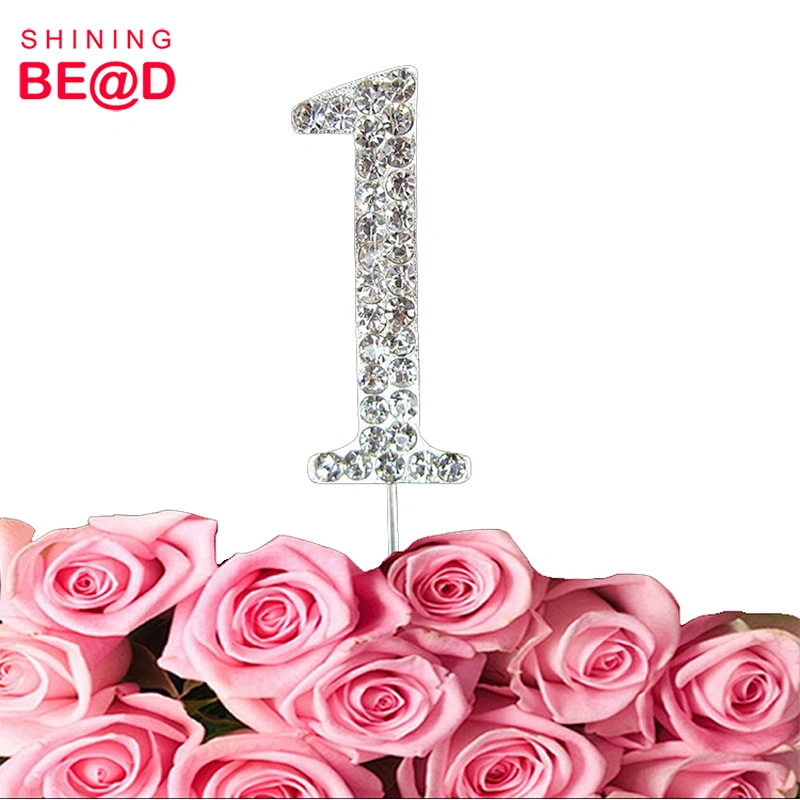 Wholesale Number 0-9 Rhinestone Birthday Cake Topper,Rhinestone Number Cake Topper,Snowflake Rhinestone Cake Topper