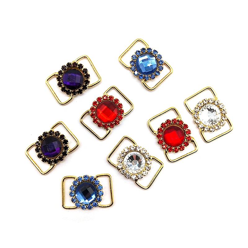 Hot Sale Fashion Gold Plated Crystal Rhinestone Connector Buckle For Bikini,Small Rhinestone Buckles