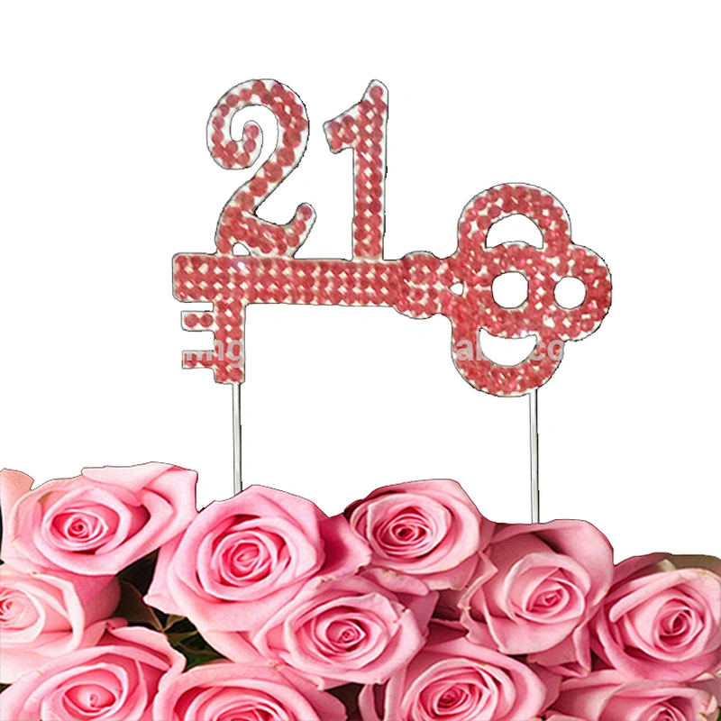 Wholesale 21st Key Shape Rhinestone Cake Topper For Birthday Party Cake Supplies,Rhinestone Number Cake Topper