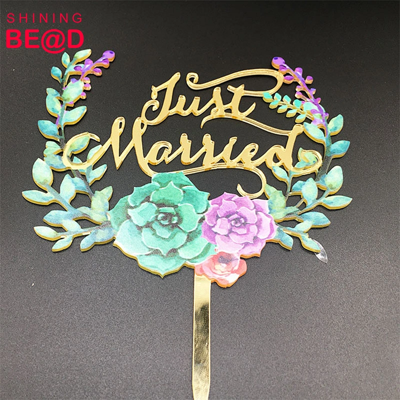 Top sale gold monogram wedding party acrylic cake topper