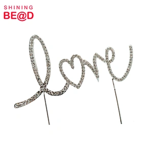 Romantic Valentine's Day/Wedding/Birthday Celebration Supplies Love Rhinestone Cake Topper