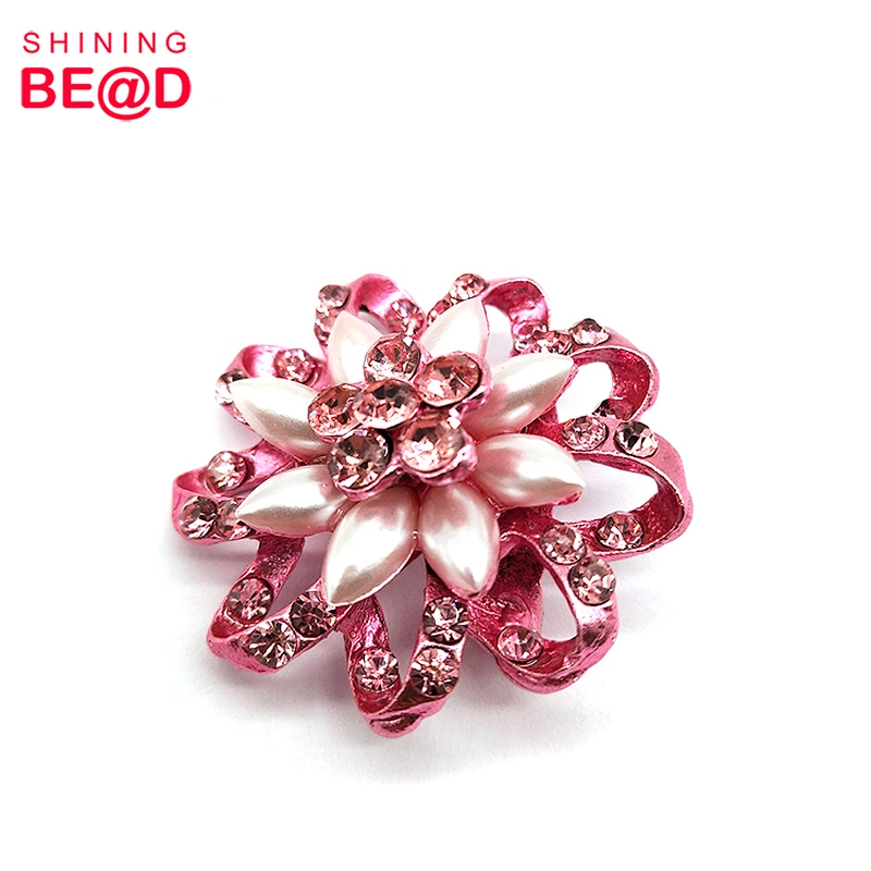 2020 Cute Pink Flower Shaped Pearl Rhinestone Brooch,Large Rhinestone Brooch,Rhinestone Brooch Pins