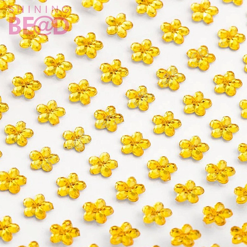 Colorful flower shape self-adhesive rhinestone sticker