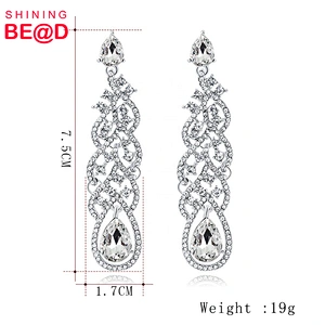 Fashion elegant Wedding Jewelry Sparkling Dangle Rhinestone Bridesmaid Earrings