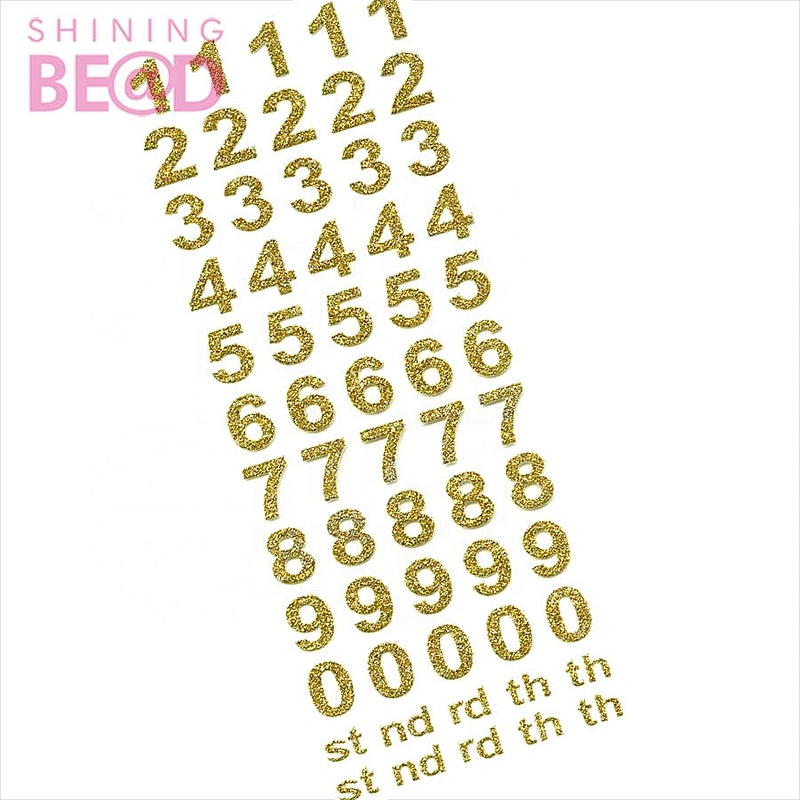 Self Adhesive Glitter Number Stickers Glitter  Alphabet Letter Stickers A to Z Letter for Handicraft Art