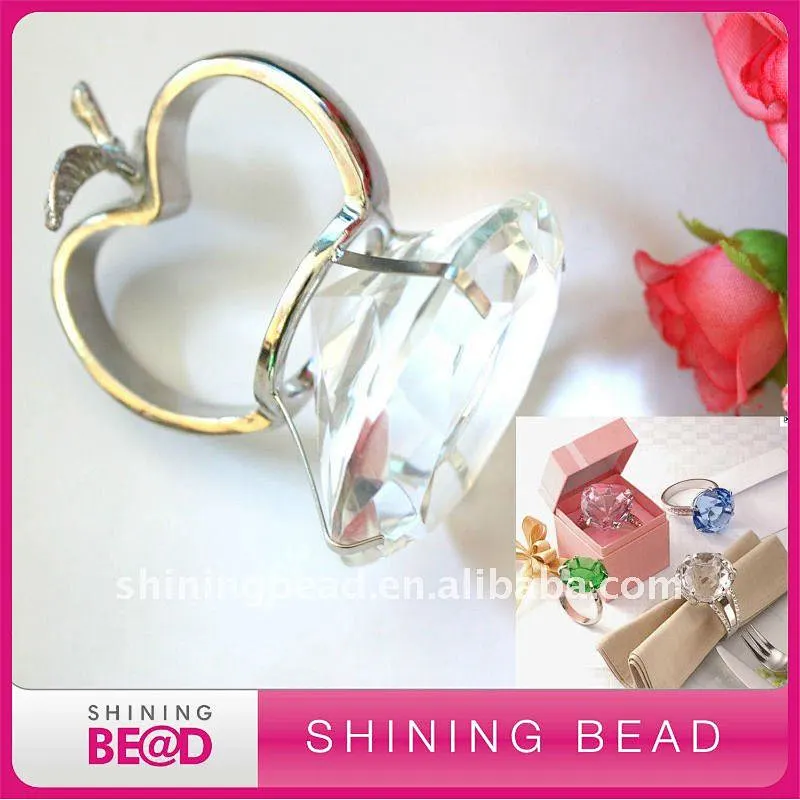 Hot selling high quality big glass crystal napkin rings for wedding table decoration