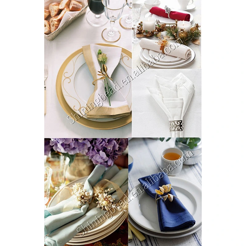 Brilliant Cheap Flower Napkin Ring Holder Rhinestone For Wedding Favor Decoration