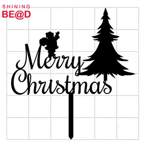 New Merry Christmas Black Cake Topper For Merry Xmas Happy New Year Party Decoration