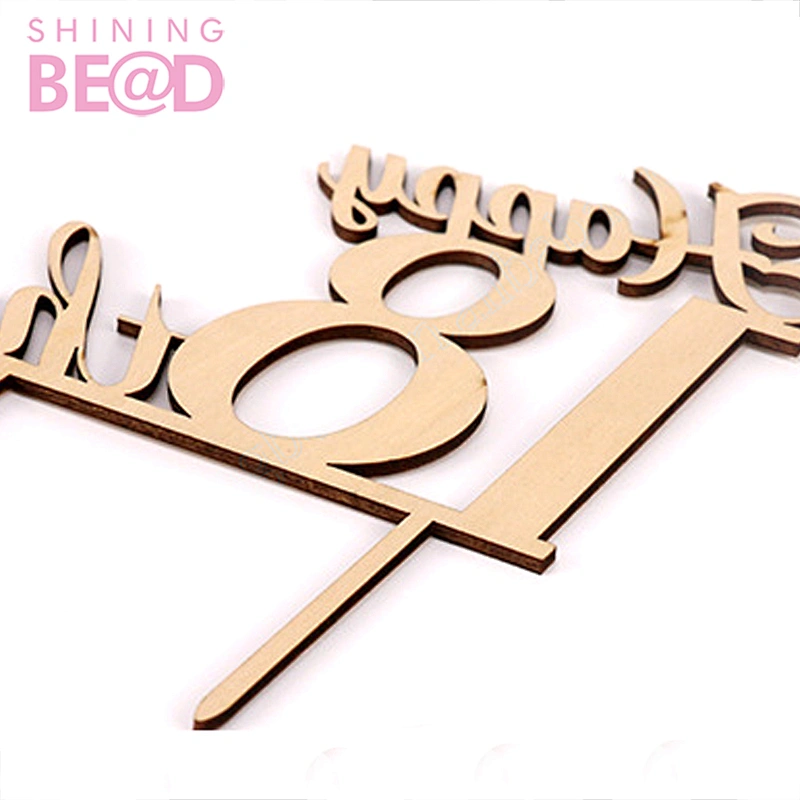 2020 monogram happy 80th Acrylic Wooden Birthday Cake Topper Party Decorations
