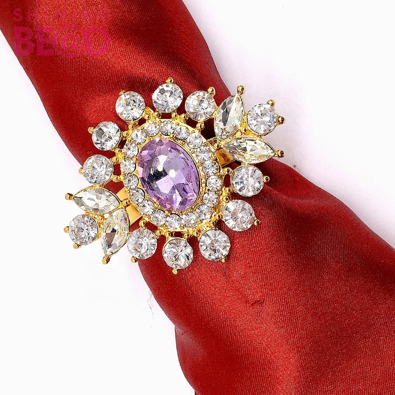 Pearl bow shape clear rhinestone napkin ring