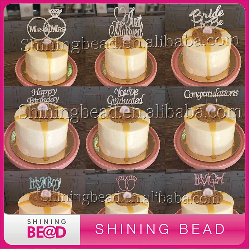 High Quality New Arrival Cross Crystal Rhinestone Cake Toppers For Wedding Birthday Party Supplies