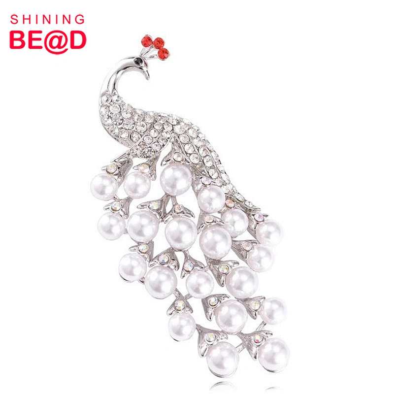 Fashion All-match Jewelry Peacock Shaped Pearl Rhinestone Brooch,Channel Brooch Rhinestone,Rhinestone Brooch Pins