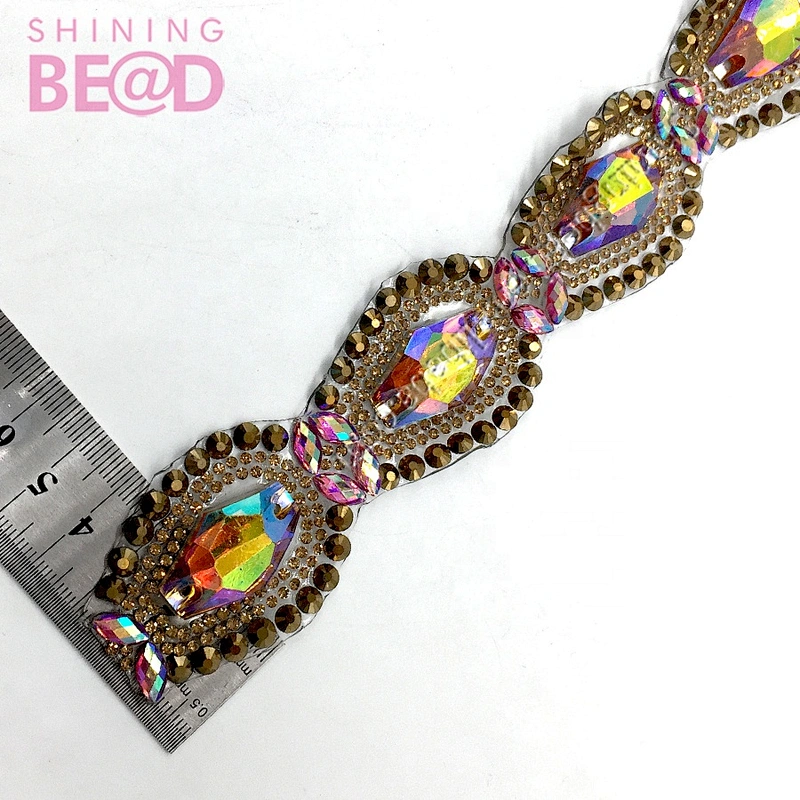 Cheap wedding rhinestone trimming iron on cloth bag shoe jewelry chain applique accessories