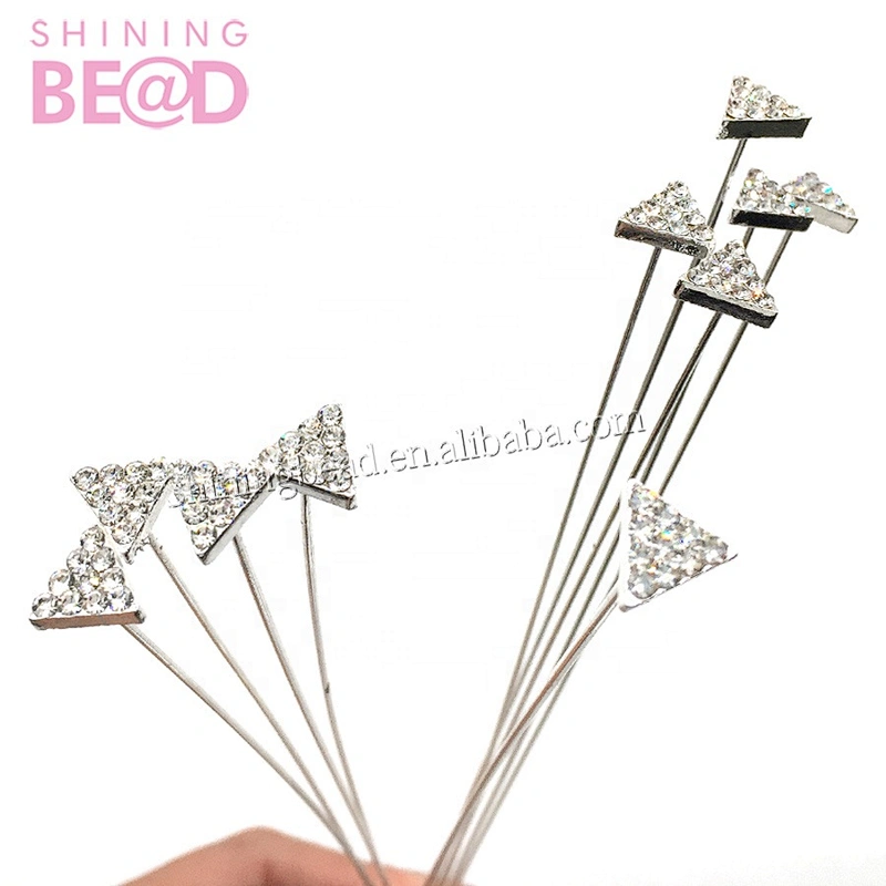 Fashion Diamante Triangle Diamond Pins Wedding Bouquet Florist Work Corsage Flower Pin Brooch Bouquet Stick Crafts