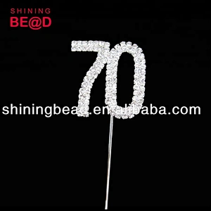 wholesale number 50 cake topper rhinestone in silver for cake decorate