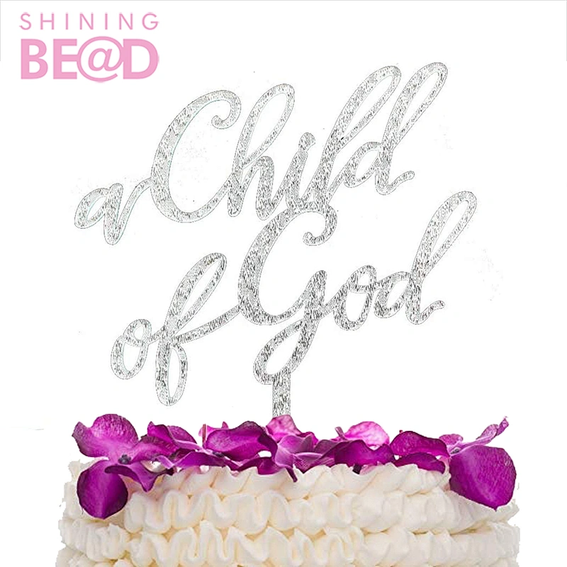 Gold A Child Of God Acrylic Cake Topper  First Communion Decorations for Baptism/Christening