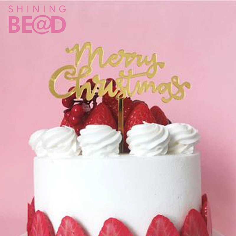 Merry Christmas Gold Cake Topper Christmas cake decoration For  Party Supplies