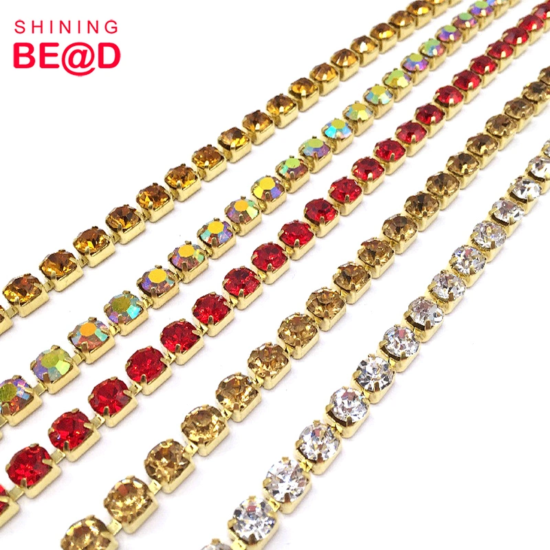 2021 Fashion 6mm Flat Back Rhinestone Trim Chain For Clothes Accessories,Cup Chain Rhinestone Chains Trim