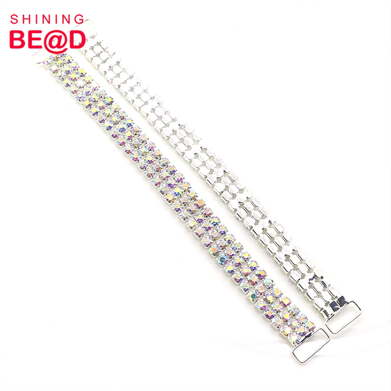 Hot Selling 3 Rows AB Color Rhinestone Bikini Connector,Rhinestone Connector For Bikini,Crystal Rhinestone Connectors For Bikini