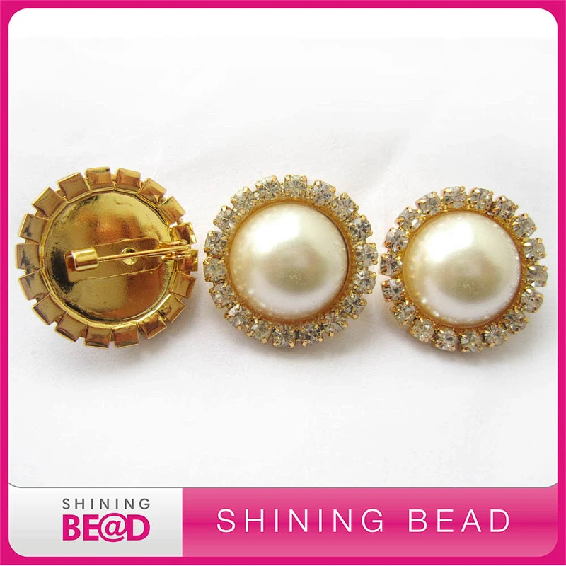 Custom crystal brooch round popular pearl brooches decorative wedding dress engagement card