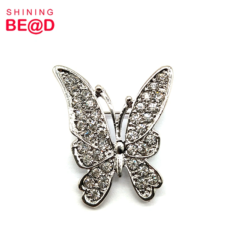 Fashion Butterfly Shape Silver Plated Crystal Rhinestone Brooch For Clothes Decoration,Rhinestone Brooch Pins