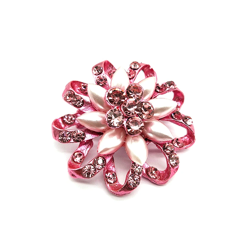 2020 Cute Pink Flower Shaped Pearl Rhinestone Brooch,Large Rhinestone Brooch,Rhinestone Brooch Pins