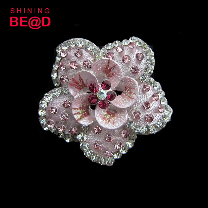 hot sale flower rhinestone brooch for wedding decoration metal dress accessory brooches