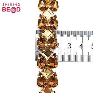 2021 High Quality Gold-plated Sewing Acrylic Rhinestone Trimming For Clothes Decoration,Rhinestone Fringe Trim