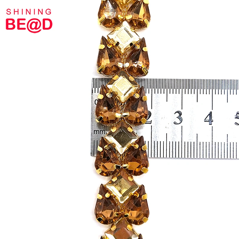 2021 High Quality Gold-plated Sewing Acrylic Rhinestone Trimming For Clothes Decoration,Rhinestone Fringe Trim