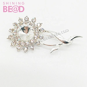 beautiful rose flower brooch crystal for wedding supply