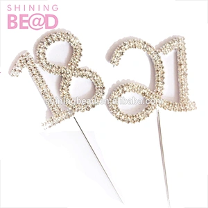 Sliver crystal wedding souvenirs giveaways cake topper birthday clear number cake decoration
