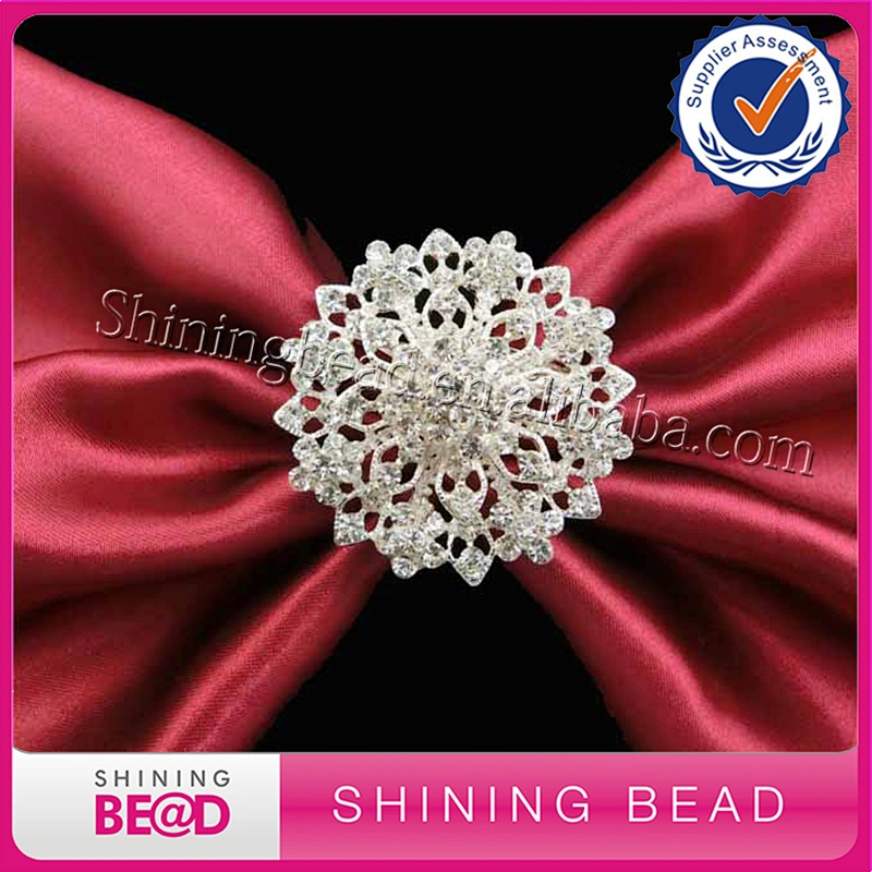 Bridal Silver Flower Napkin Rings With Rhinestones Buckles For Wedding And Dinner Party
