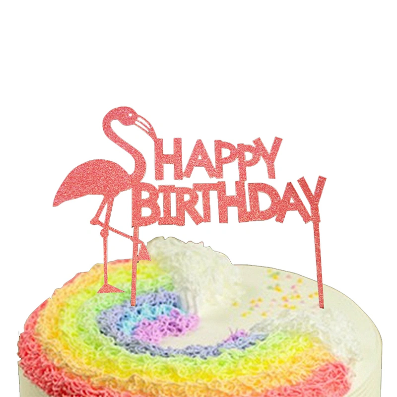 Wholesale Red Glitter Flamingo Happy Birthday Acrylic Cake Topper,Happy Birthday Cake Topper,Happy Birthday Acrylic Cake Topper