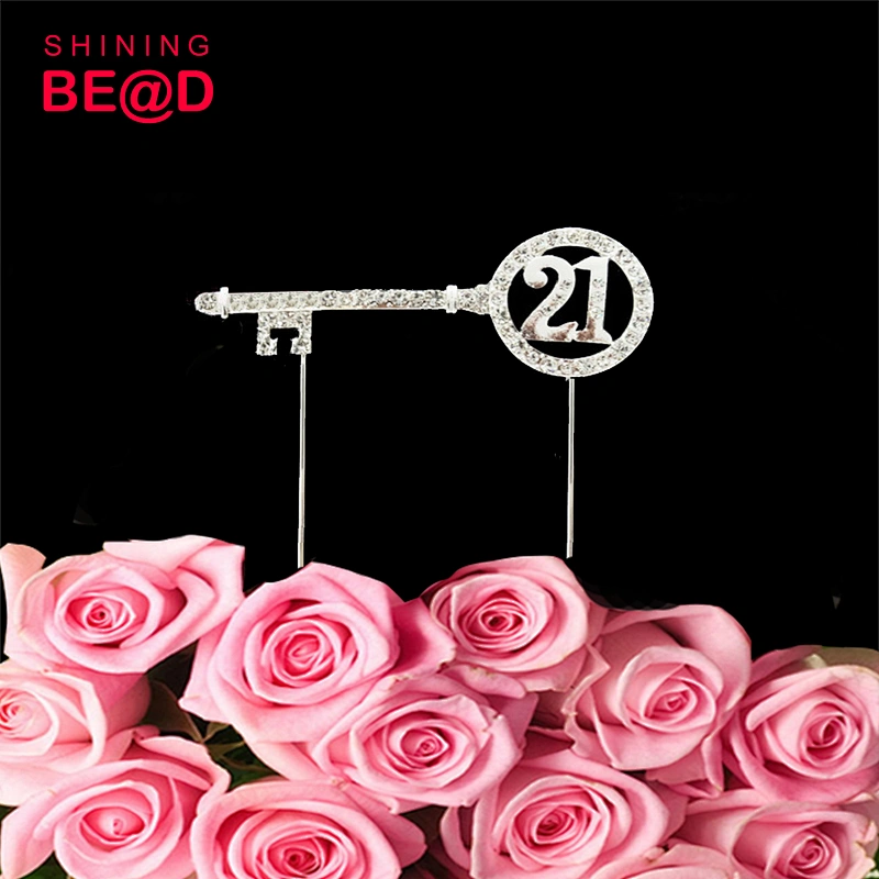 Top Selling Crystal Diamante Rhinestone Bling Birthday Number 21 Key Cake Topper