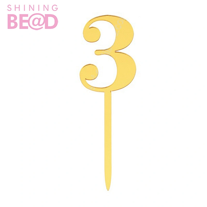 New Arrival Number 0-9 Cake Topper Gold Party Digit Glitter Cupcake Pick Children Baby 4st Birthday Decoration